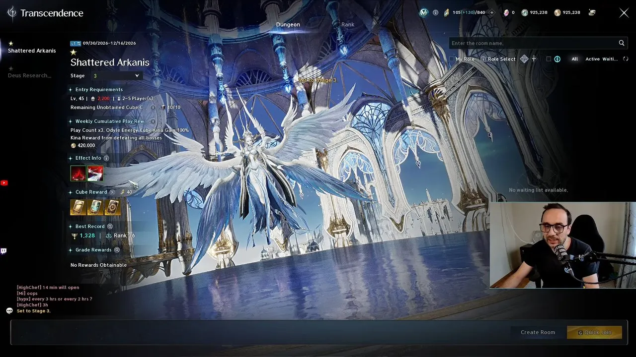 Stage-three Transcendence selection for yellow Arcana progression