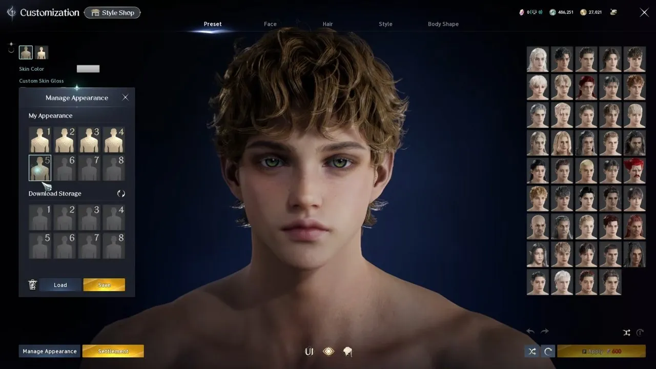 Manage Appearance window with My Appearance and Download Storage in AION 2